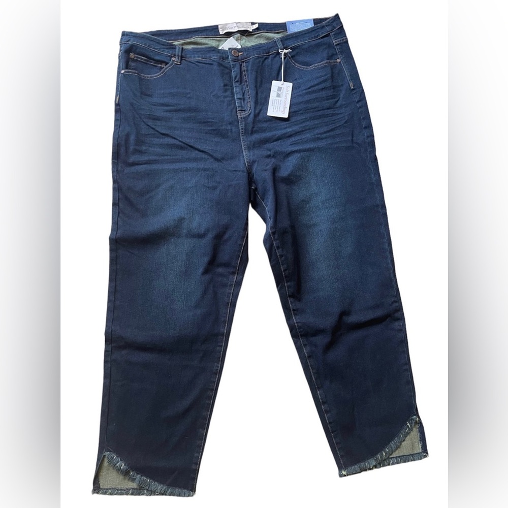 Soft Surroundings women’s size 24W The ultimate high rise tulip hem blue jeans
